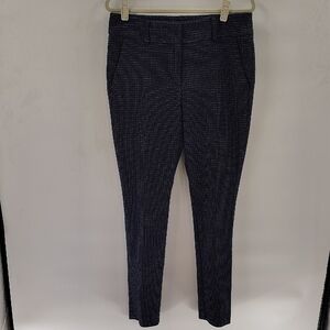 LOFT Marissa Skinny Trouser Pants Size 8 Tall Navy With White Dots Stretch
